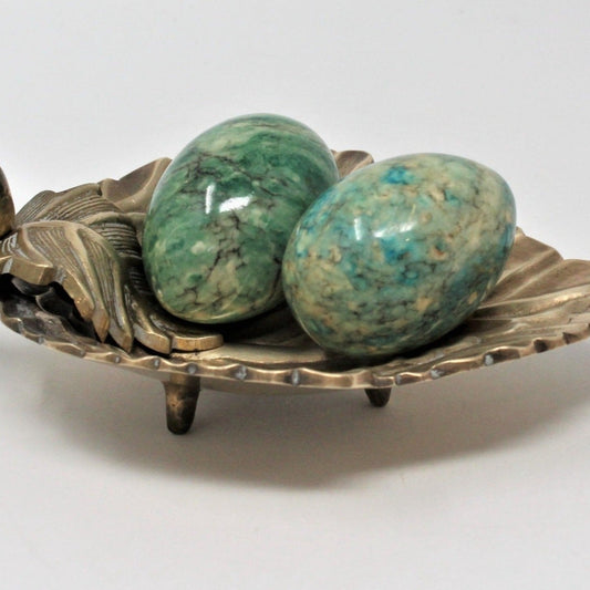 Eggs, Marble Turquoise Stone, Multi-Color, Lobeco, Set of 2, Italy, Vintage