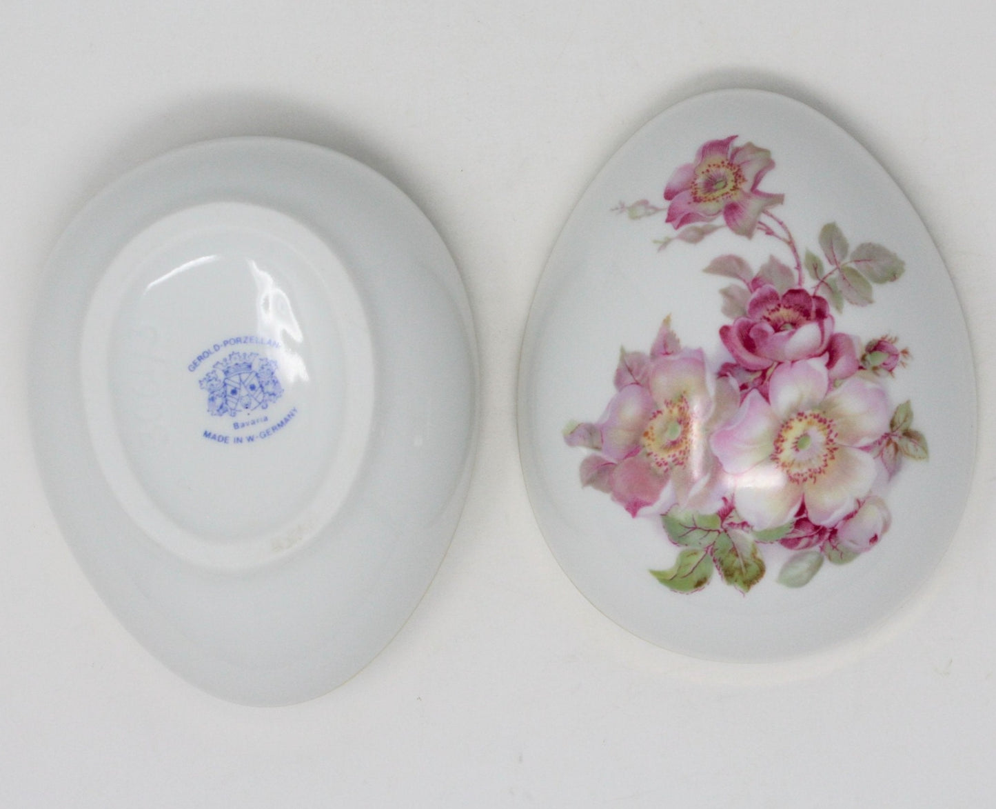 Trinket Box, Egg, Gerold Porzellan, Wild Roses, Vintage, Germany