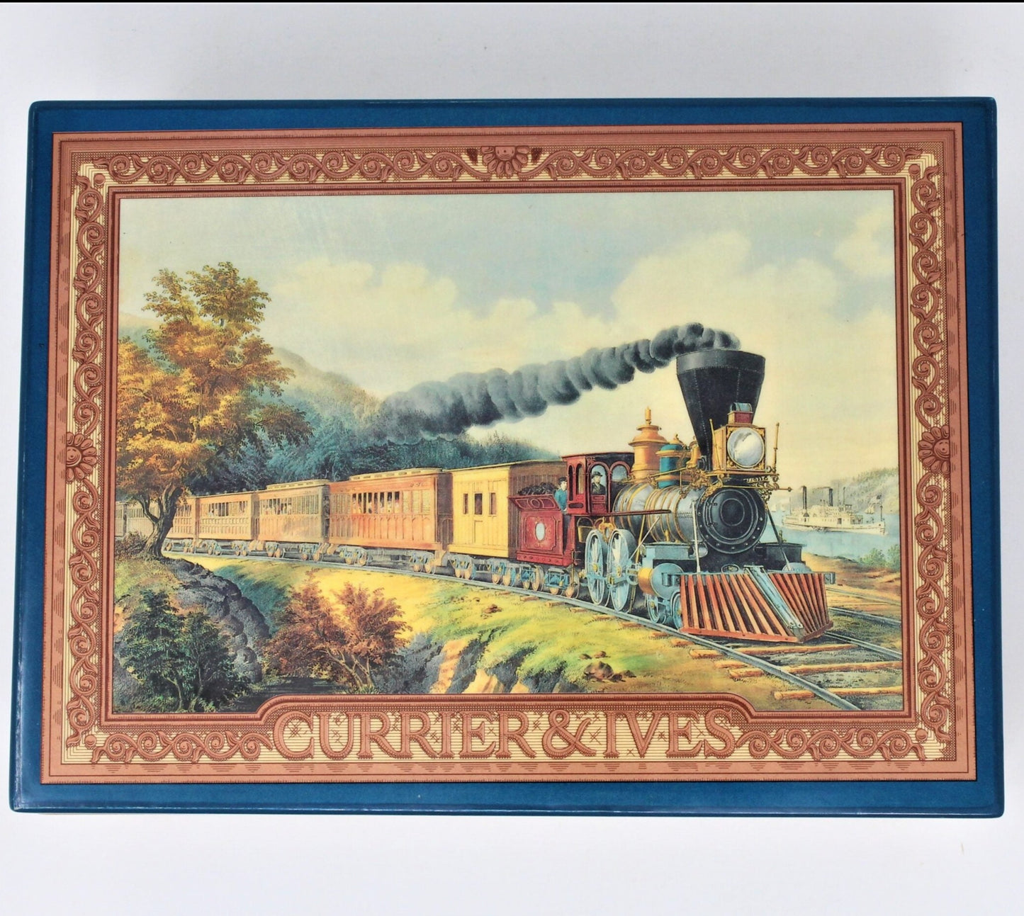 Box, Jewelry Box, Musical, Enesco, Currier & Ives Train, Plays "Swan Lake", Vintage