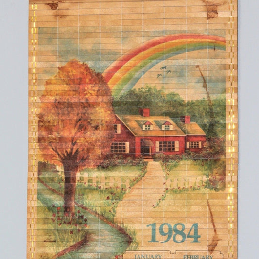 Calendar, Bamboo Scroll Calendar, Giftco, 1984, 2-sided, Vintage