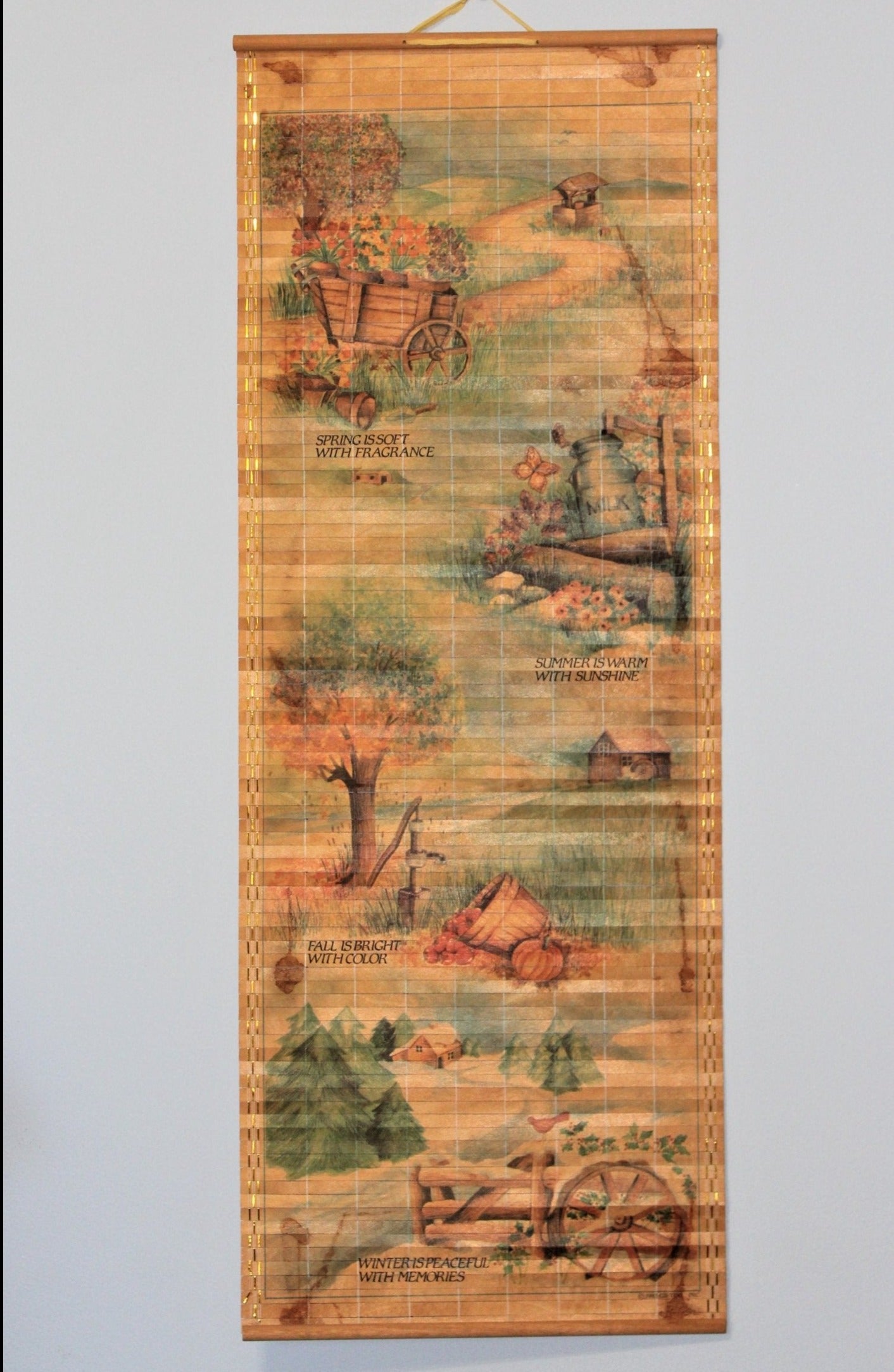 Calendar, Bamboo Scroll Calendar, Giftco, 1984, 2-sided, Vintage