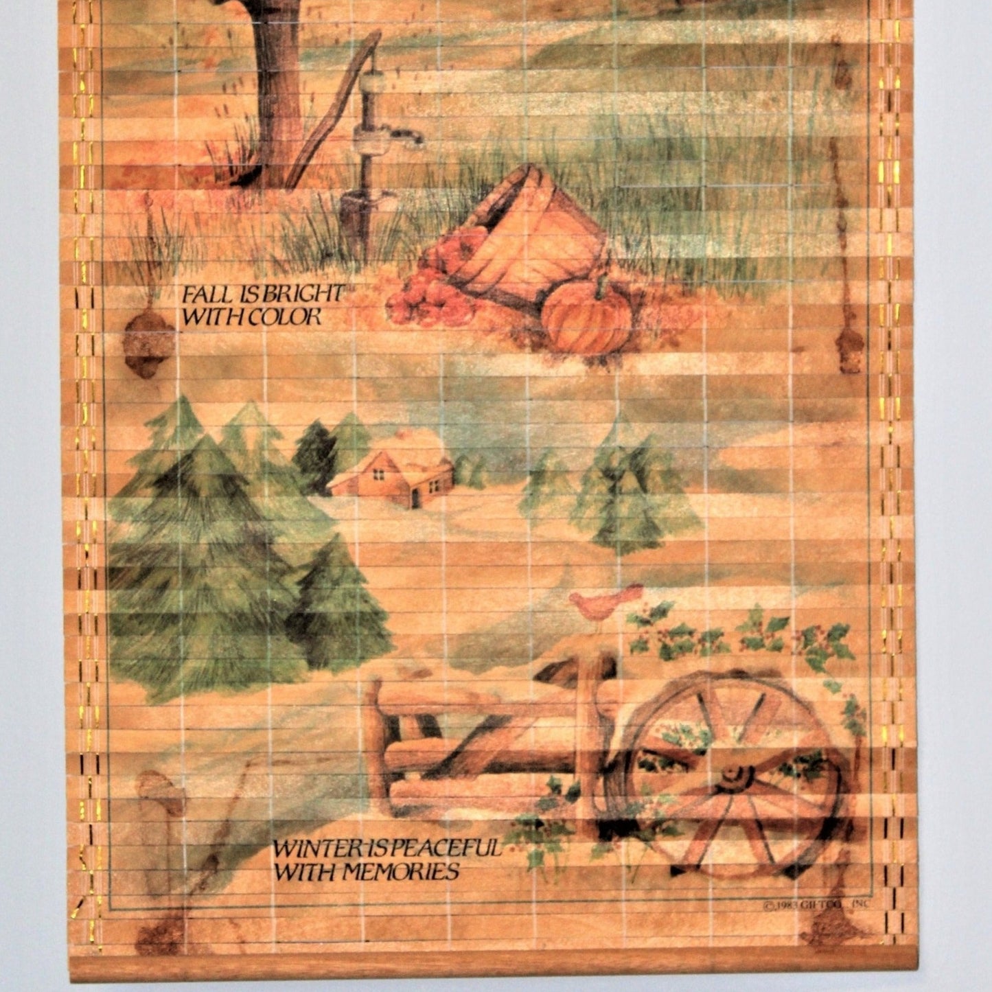 Calendar, Bamboo Scroll Calendar, Giftco, 1984, 2-sided, Vintage
