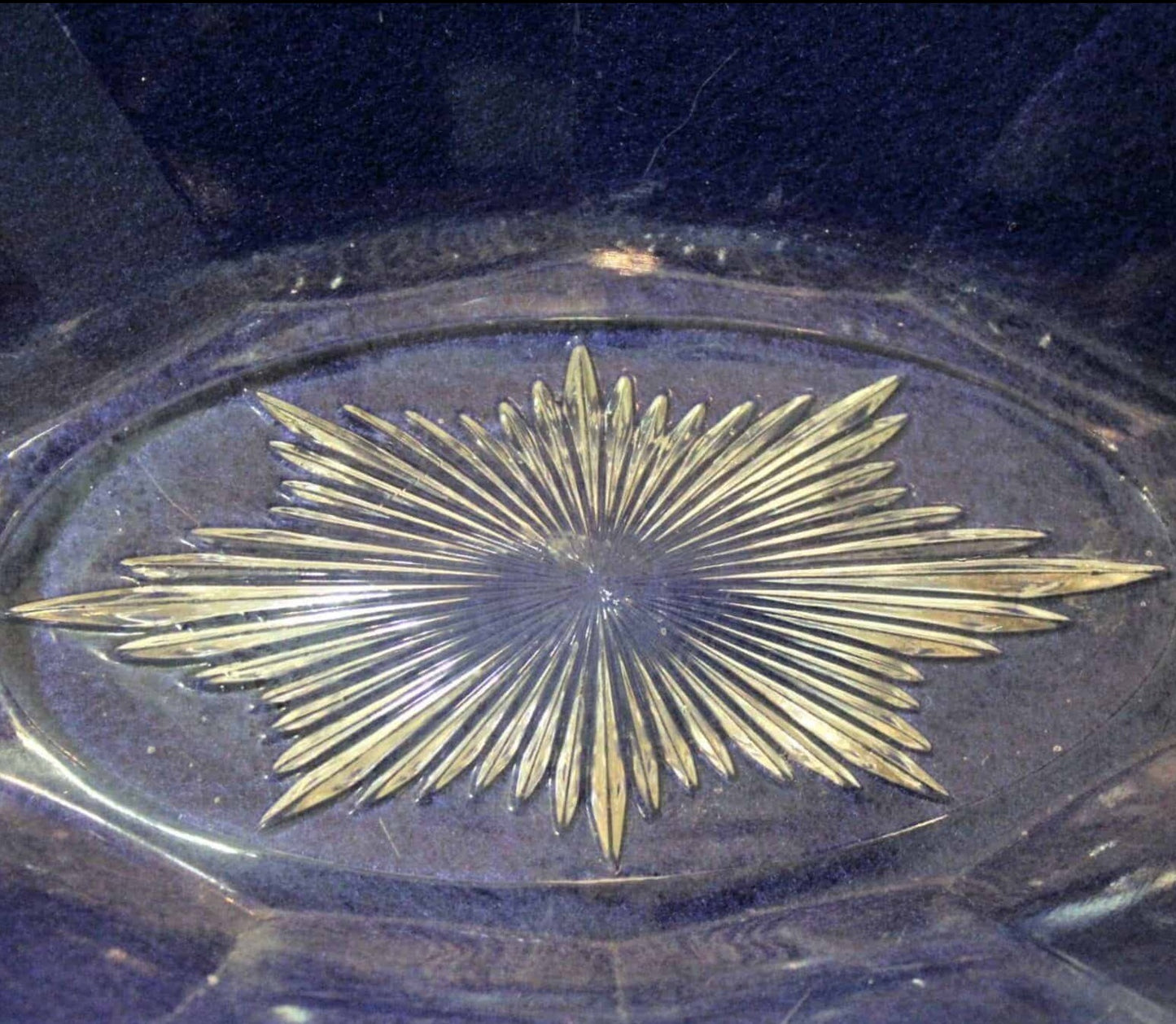 Relish Dish, Indiana Glass, Starburst Center, Number 125, Oval, Soda Fountain, Antique