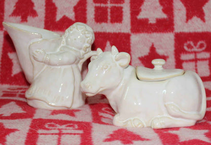 Creamer and Sugar Bowl with Lid, Twelve Days of Christmas, Pottery Barn, Ceramic