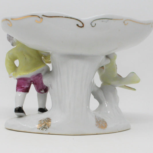 Bon Bon / Candy Dish, Pedestal Bowl, Victorian Boy and Bird, Applied Roses, Vintage