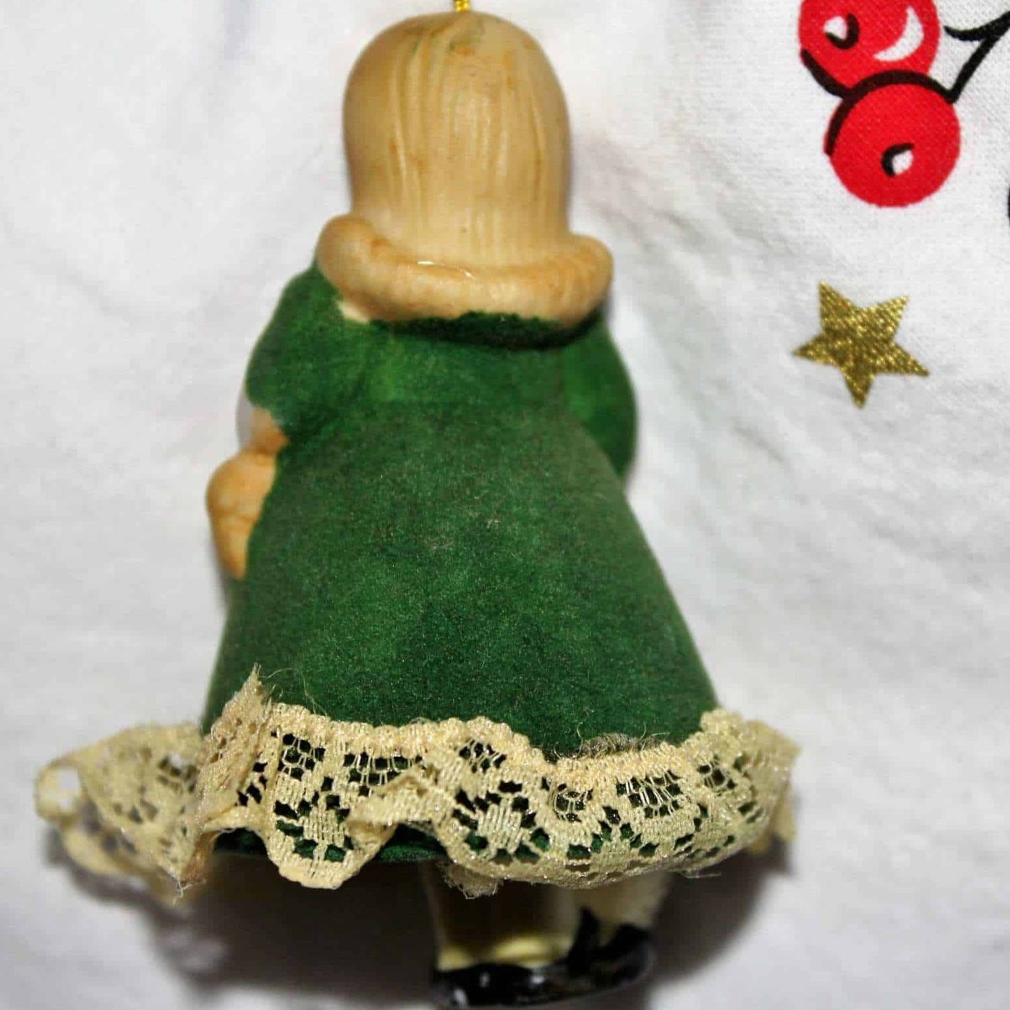 Ornaments, Jasco, Bell L'il Chimers Heirloom Dolls, Girl Green Dress, Vintage