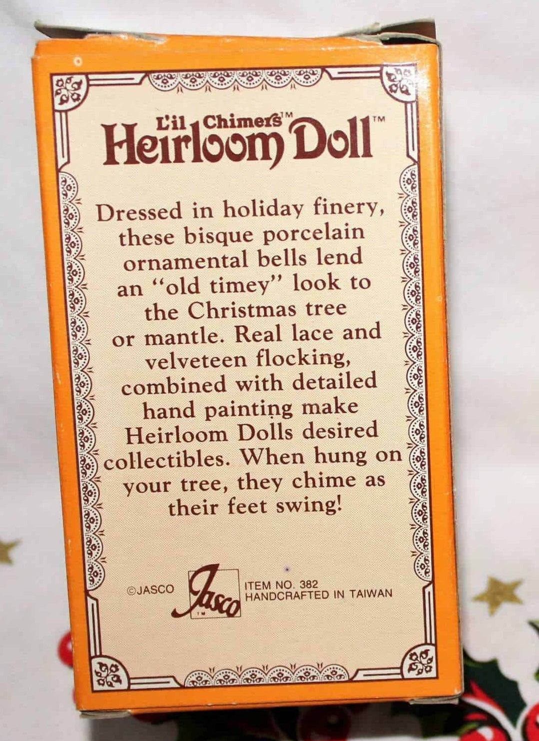 Ornaments, Jasco, Bell L'il Chimers Heirloom Dolls, Girl in Red Coat, Vintage