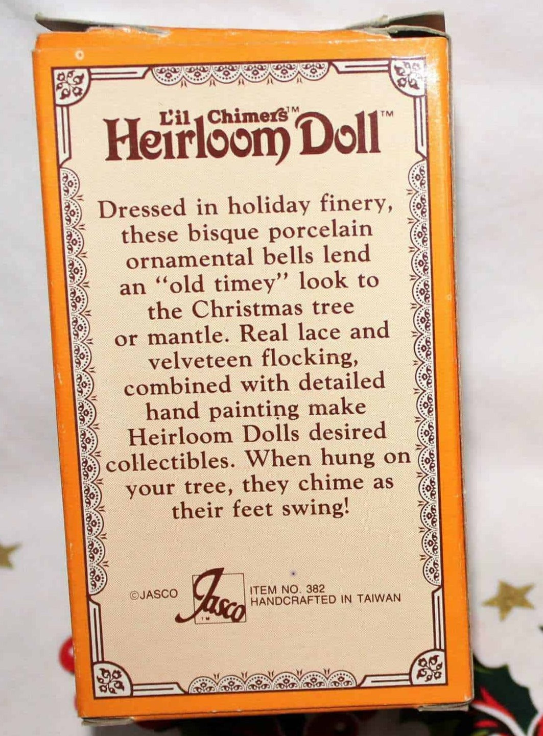 Ornaments, Jasco, Bell L'il Chimers Heirloom Dolls, Girl Green Dress, Vintage