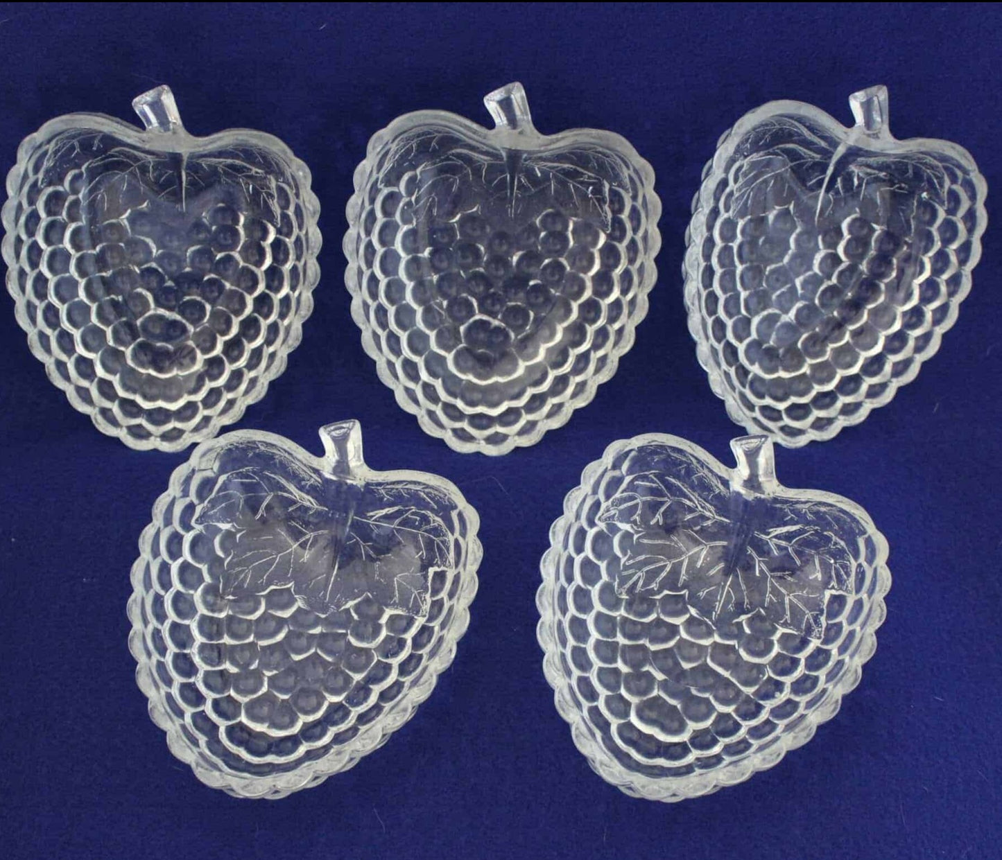 Salad Bowl Set, Berry Shaped Glass Bowls, Set of 6, Vintage Italy