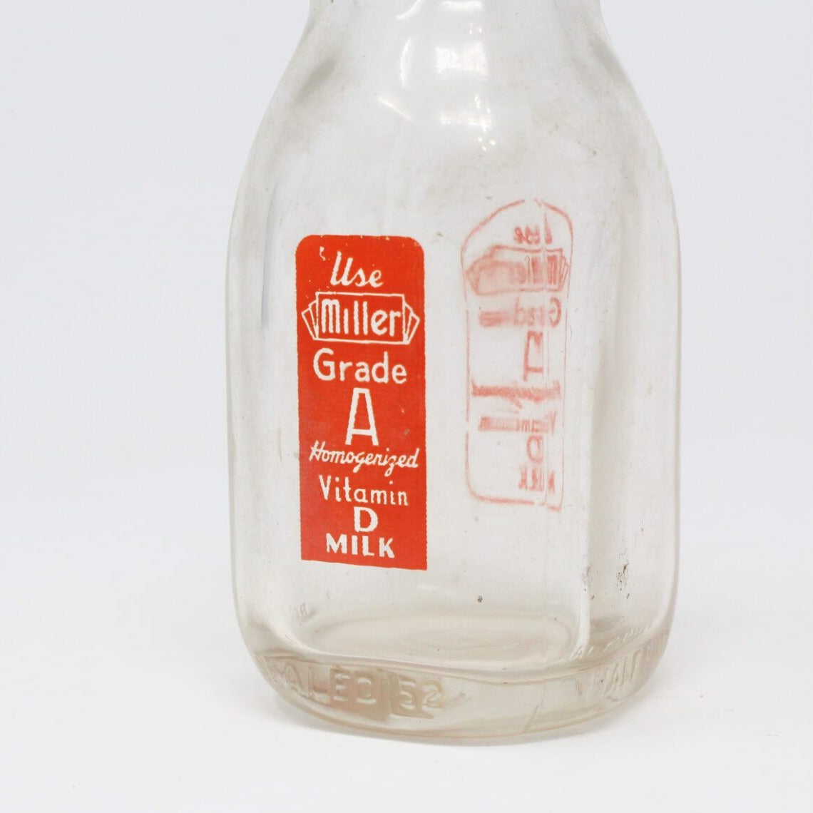 Milk Bottle, Miller Dairy, Orange Pyro ACL, Half Pint, Indiana, Vintage