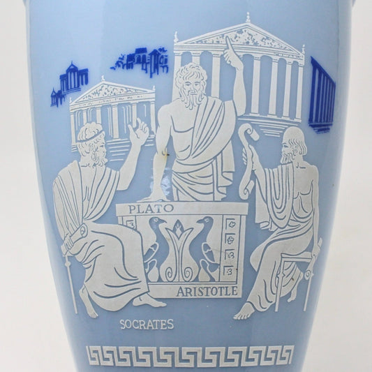 Decanter with Stopper, Jim Beam, Blue & White, Greek Philosophers, Vintage Barware