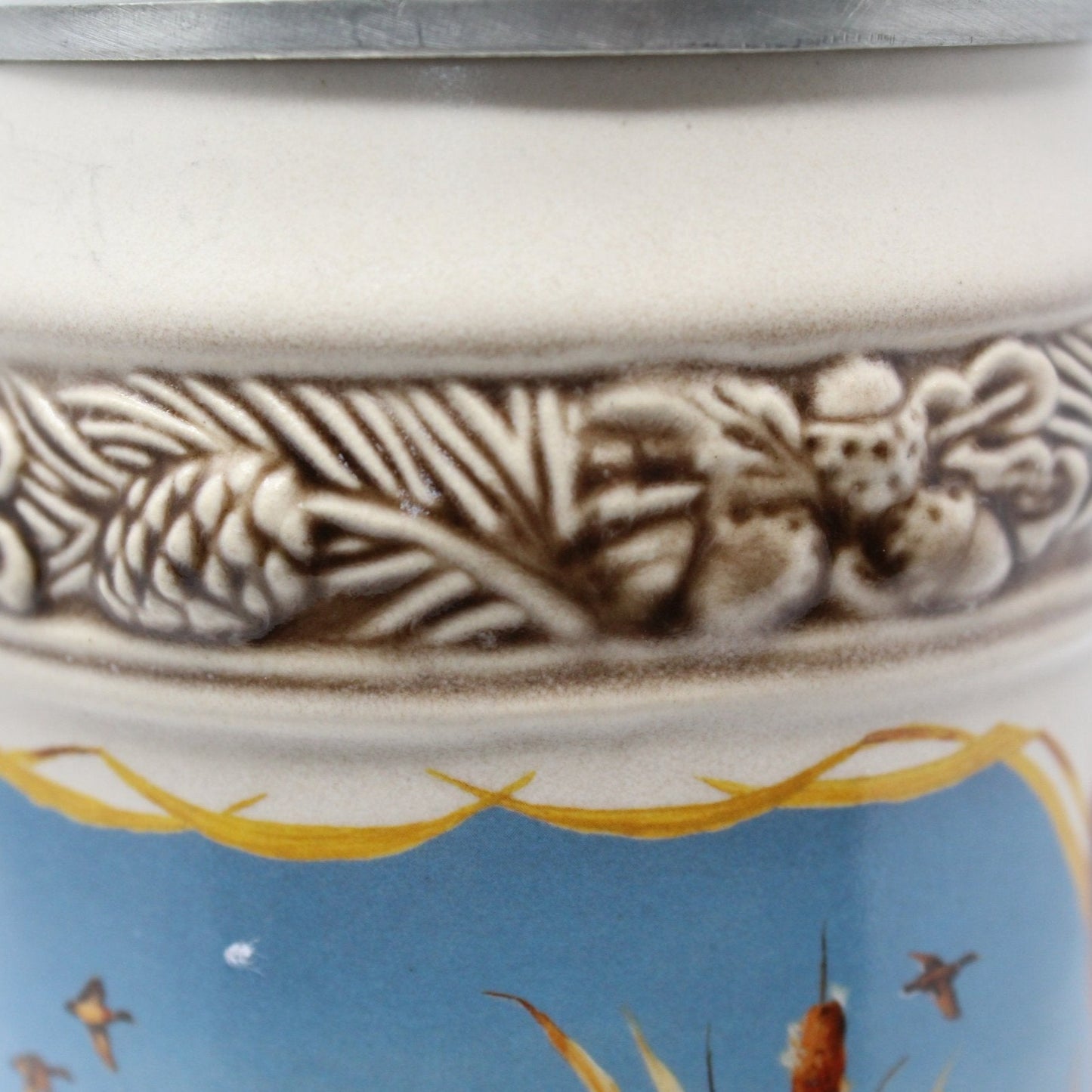 Beer Stein, German Ceramic Stein With Pewter Lid, Black Labrador, Vintage