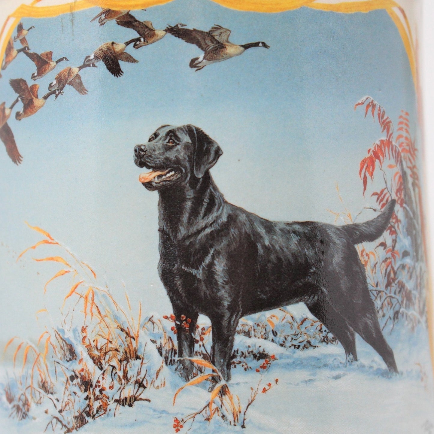 Beer Stein, German Ceramic Stein With Pewter Lid, Black Labrador, Vintage
