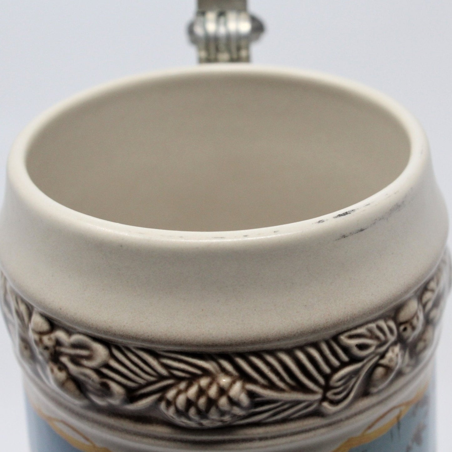 Beer Stein, German Ceramic Stein With Pewter Lid, Black Labrador, Vintage