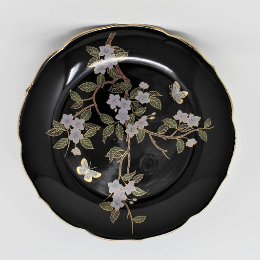 Decorative Plate, OMC / Otagiri, Noire Oriental Cherry Blossoms, Vintage