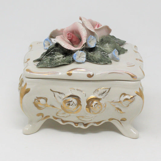Trinket Box, Cordey, Pink Roses 6049, Porcelain, Vintage
