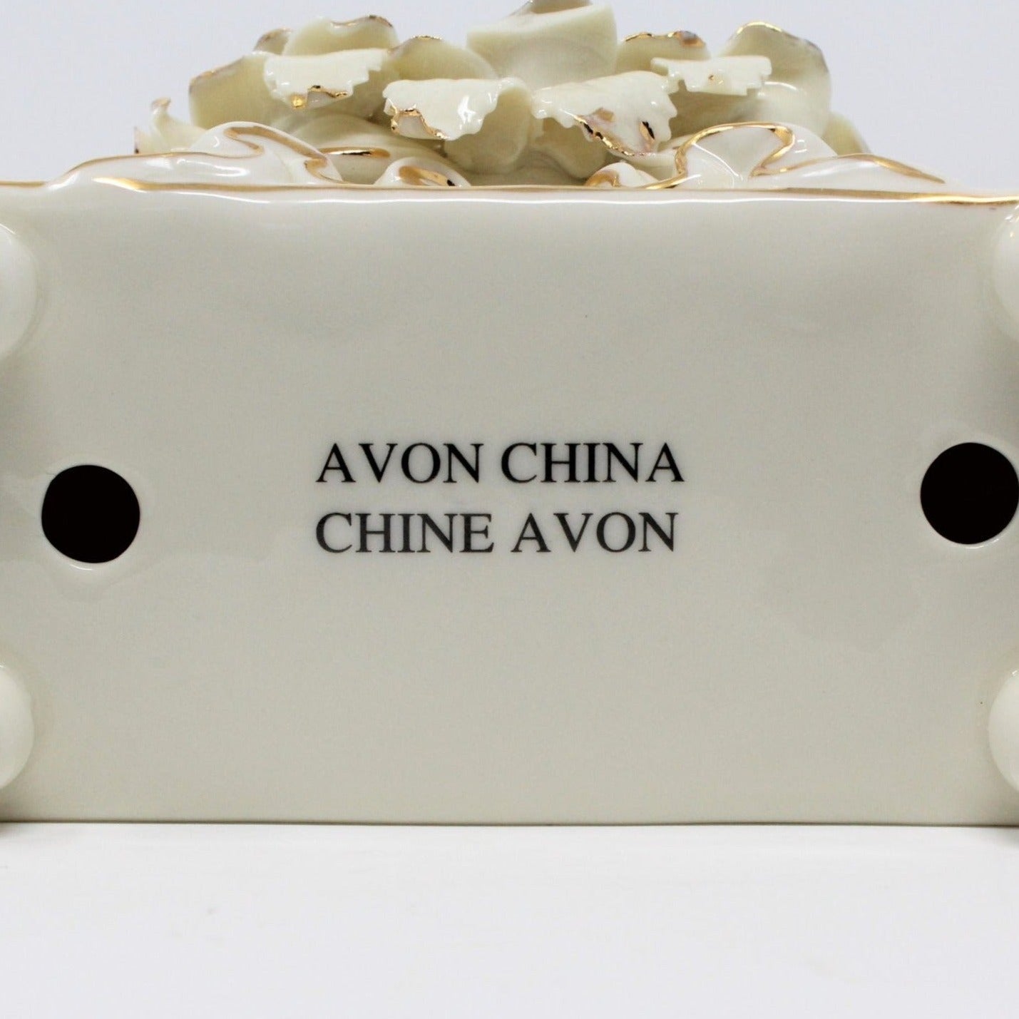 Clock, Avon, Winter Rose, Ivory Porcelain Mantel Clock, SOLD