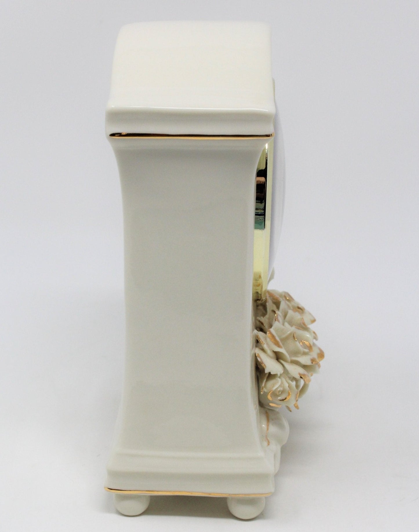 Clock, Avon, Winter Rose, Ivory Porcelain Mantel Clock, SOLD