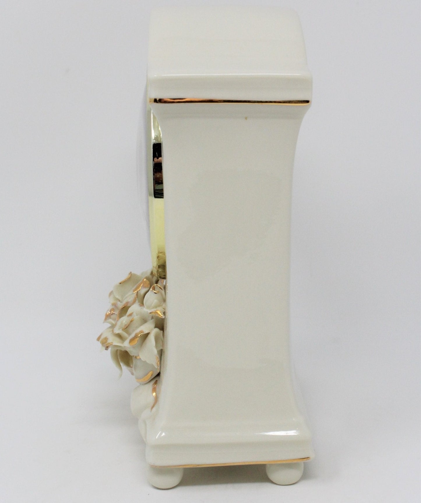 Clock, Avon, Winter Rose, Ivory Porcelain Mantel Clock, SOLD