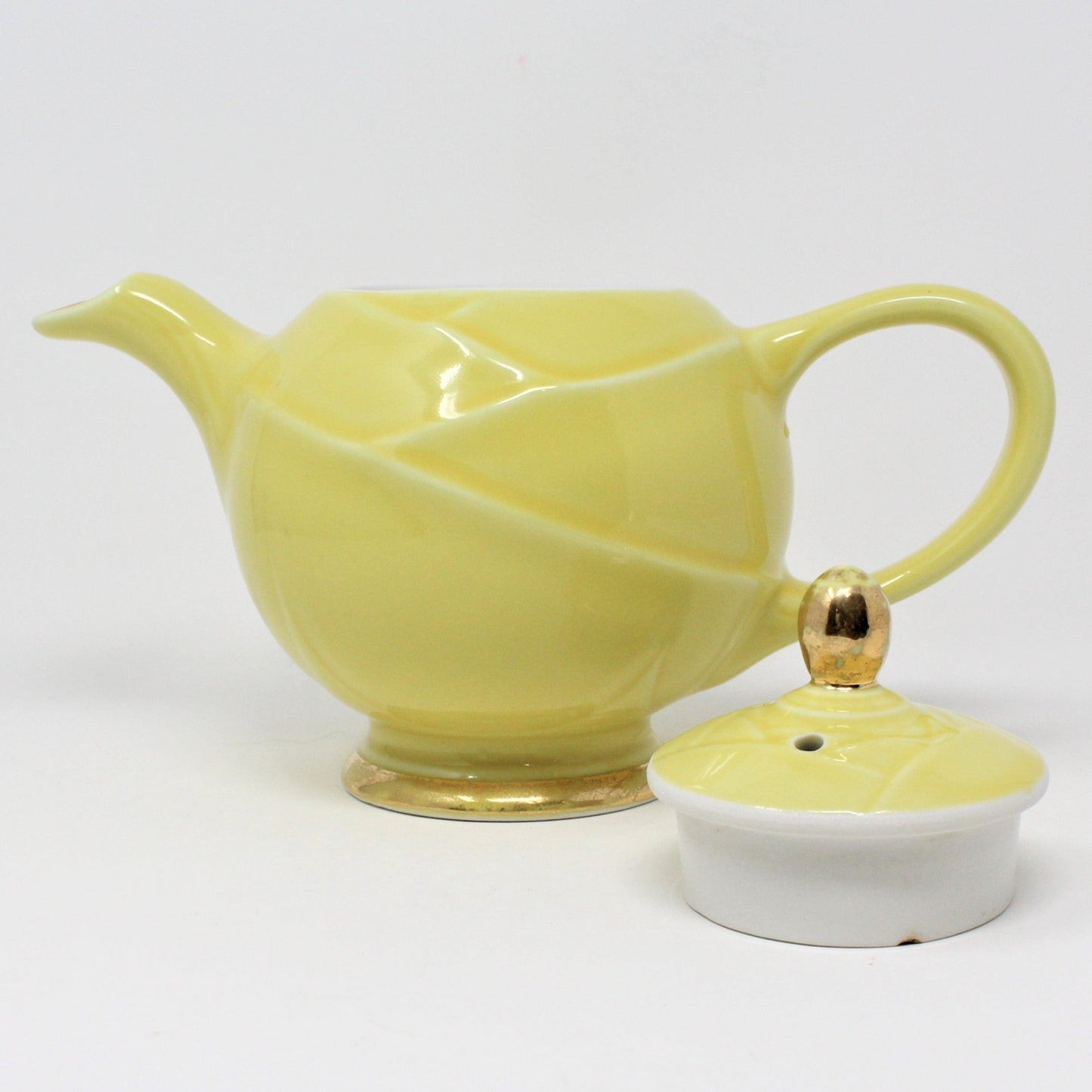 Teapot, Hall Pottery, Moderne in Canary Yellow, Vintage