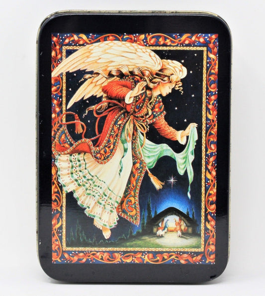 Tins, Gift Tin / Candy Tin, Christmas Celestial Tidings Angel, Linda Green, 1994
