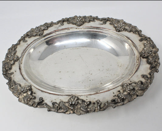 Bowl, EG Webster & Son, Grape Vines, Oval, Antique