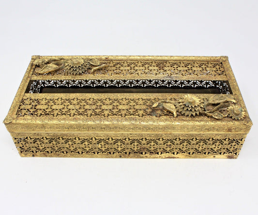 Box, Tissue Box Cover / Holder, Filigree & Floral, Vintage