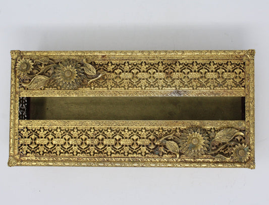 Box, Tissue Box Cover / Holder, Filigree & Floral, Vintage