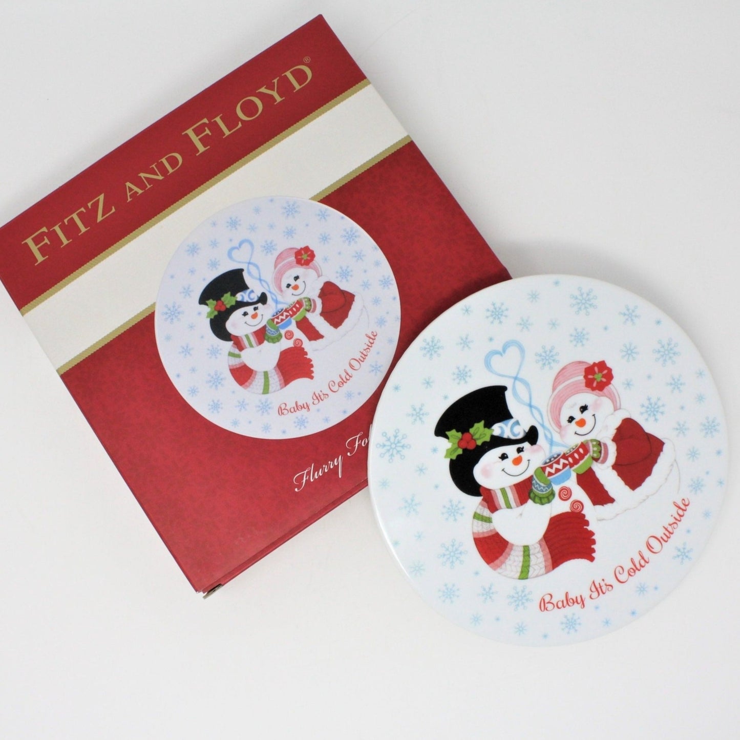 Trivet, Fitz and Floyd, Snowman, Flurry Folk, Hand Painted, In Box