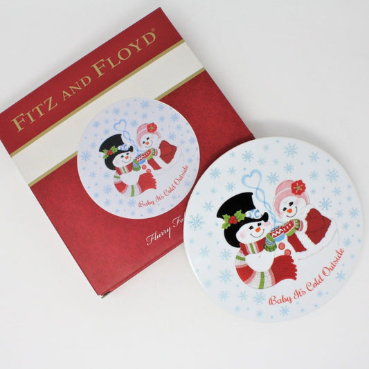 Trivet, Fitz and Floyd, Snowman, Flurry Folk, Hand Painted, In Box