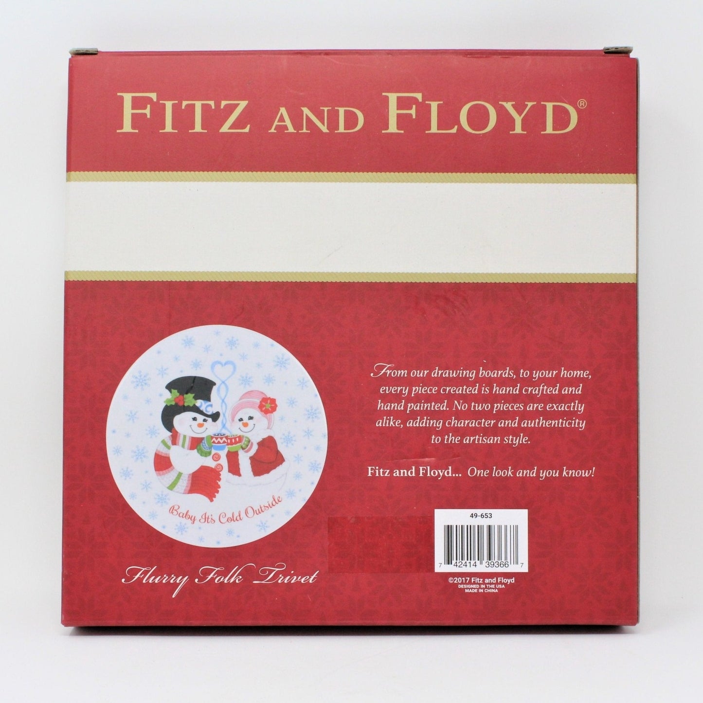 Trivet, Fitz and Floyd, Snowman, Flurry Folk, Hand Painted, In Box
