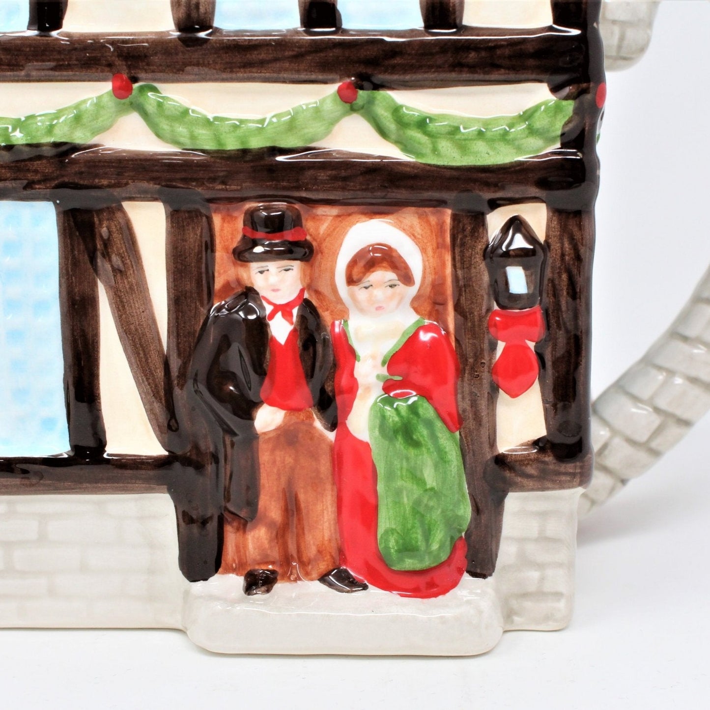 Teapot, Applause, Victorian Christmas House Shaped, Ceramic, Vintage