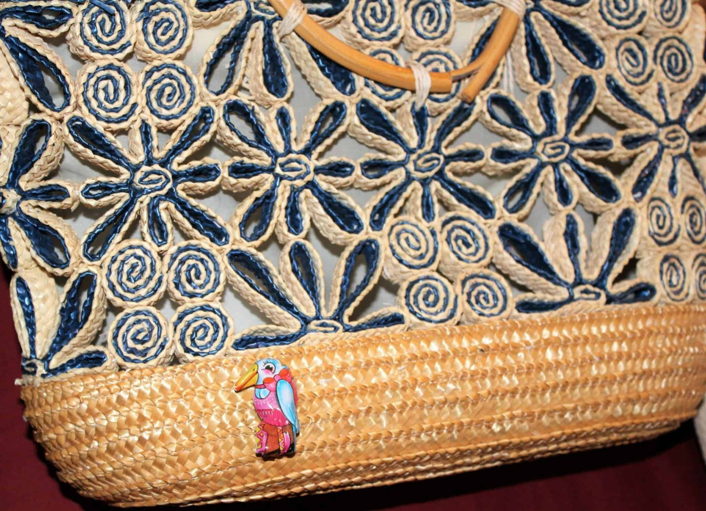 Pin, Tin Lithograph Anthropomorphic Bird Smoking Cigar, Original, Vintage