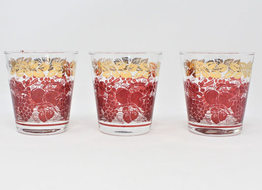 Glasses, Whiskey Neat, Luminarc Verrerie D'Arques, Red Fruits, Set of 3, France, Vintage