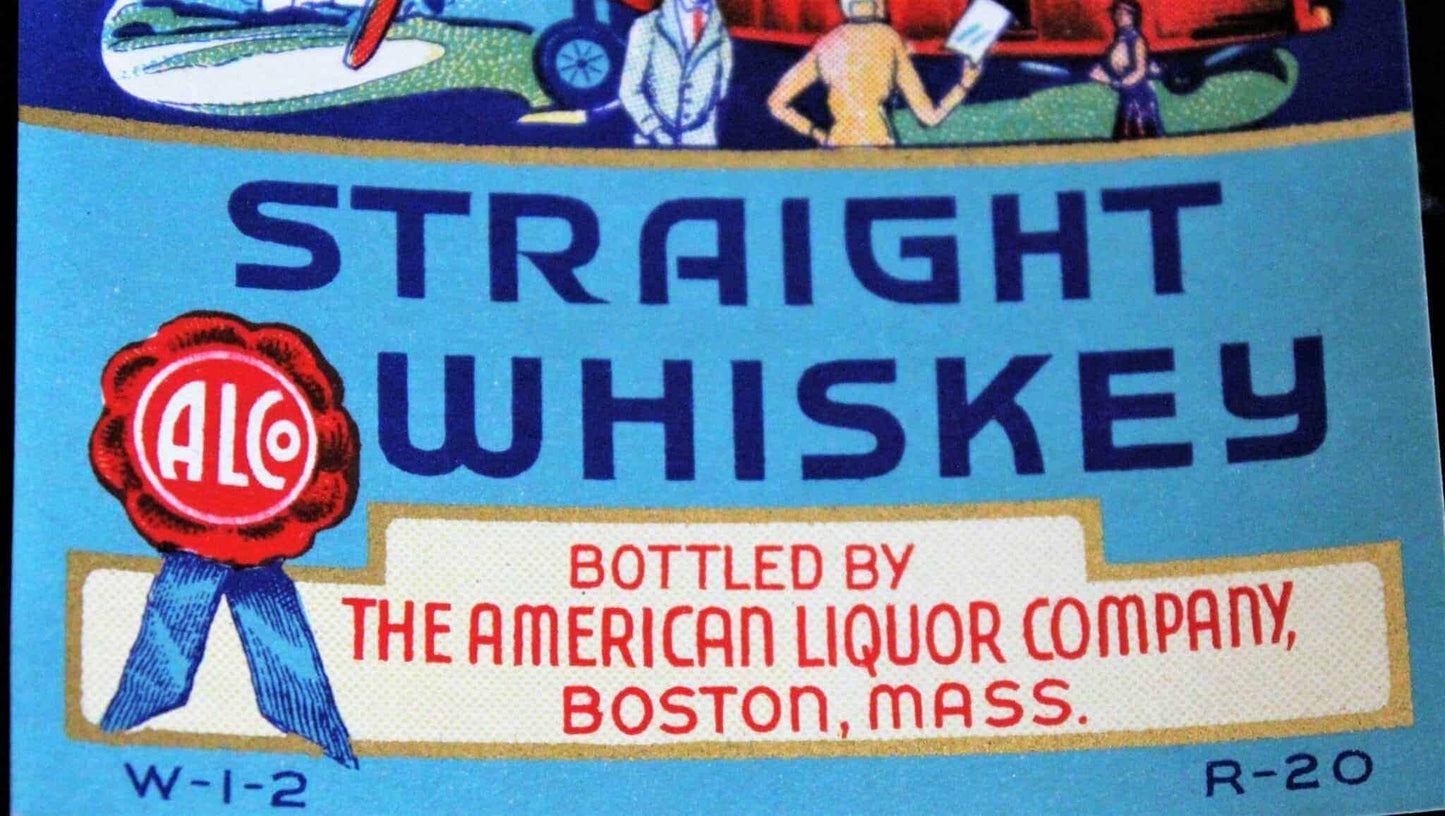 Liquor Label, Airport Whiskey, Original, NOS, Vintage 1930's