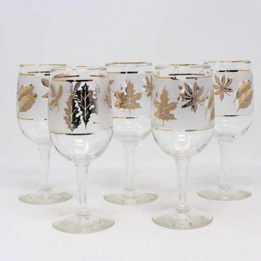 Glasses, Cocktail Stemware, Starlyte 59-W (Golden Foliage), Set of 5, Vintage