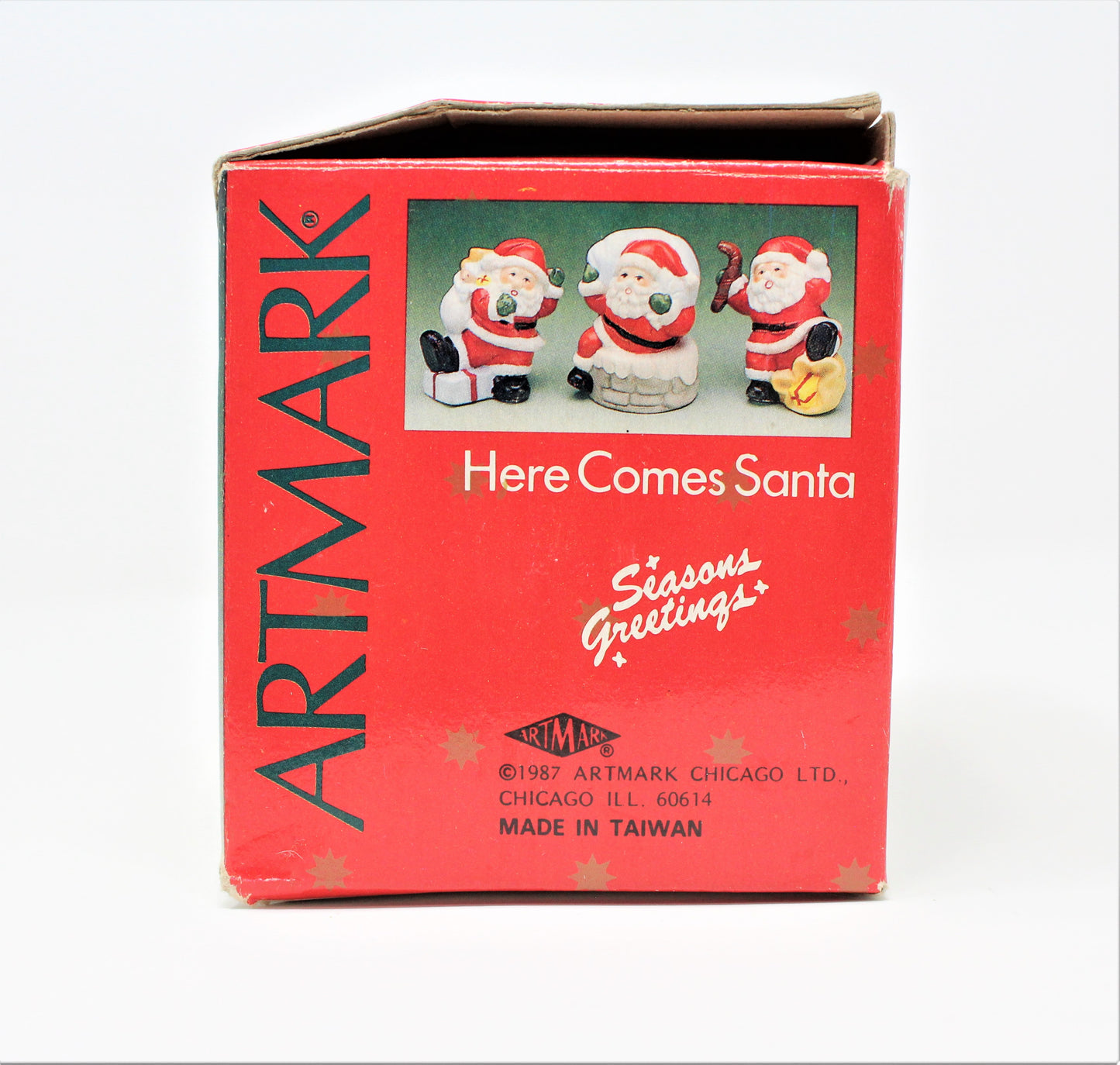 Figurine, ArtMark, Here Comes Santa, Set of 3, Vintage in Original Box