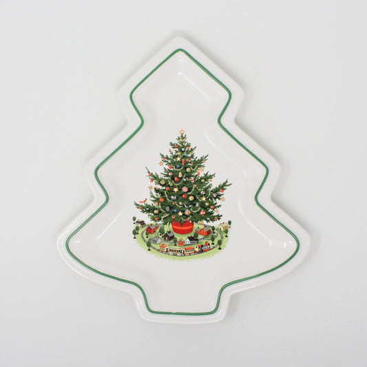 Platter, Pfaltzgraff, Christmas Tree-Shaped Serving Dish, Heritage, Hand Decorated