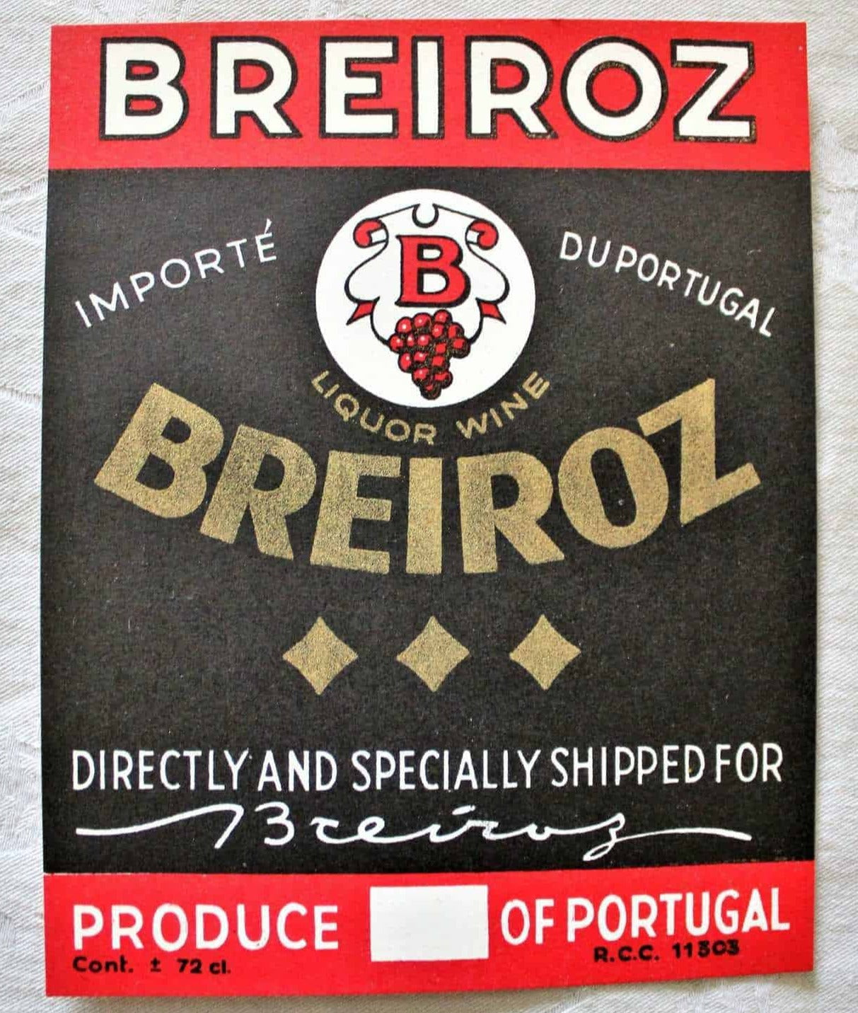 Liquor and Wine Labels, Set of 3, Red/Black, NOS, Vintage