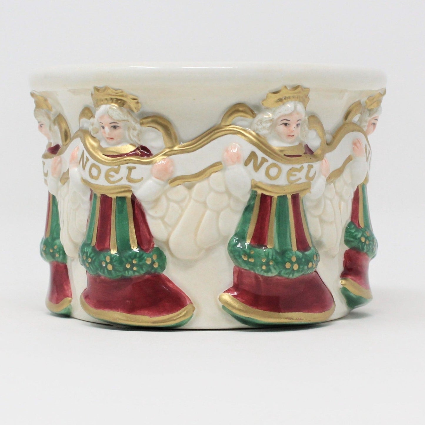 Candle Holder, Fitz and Floyd, Noel Angels, Hand Painted Pillar, Vintage