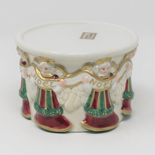 Candle Holder, Fitz and Floyd, Noel Angels, Hand Painted Pillar, Vintage