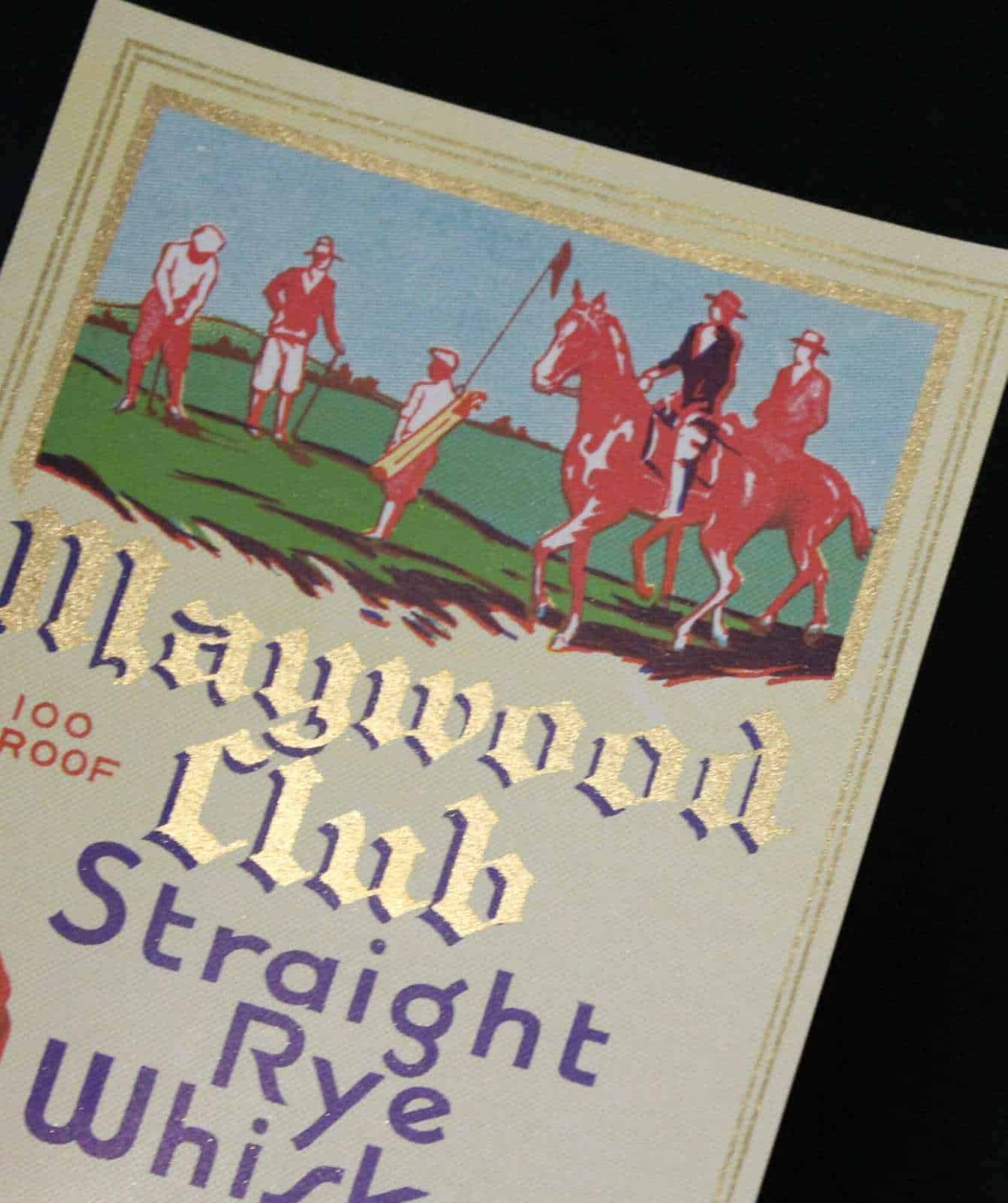 Whiskey Label, Maywood Club, Golf Original,1930's NOS Vintage