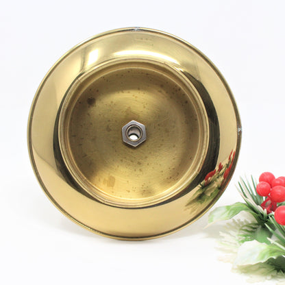 Candle Holder with Christmas Ring, Brass Color, Taper, Vintage