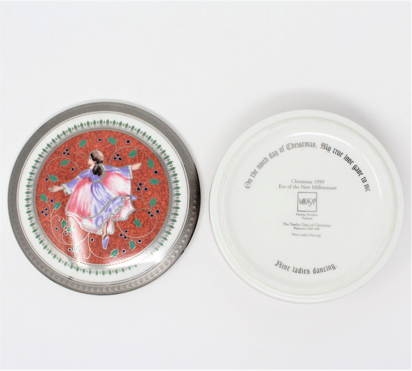 Trinket Box, Mikasa, 12 Days of Christmas, 9 Ladies Dancing, Platinum
