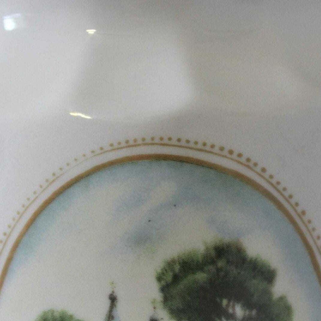 Coffee Pot, Green Iridescent Lusterware, Country Scene, Vintage