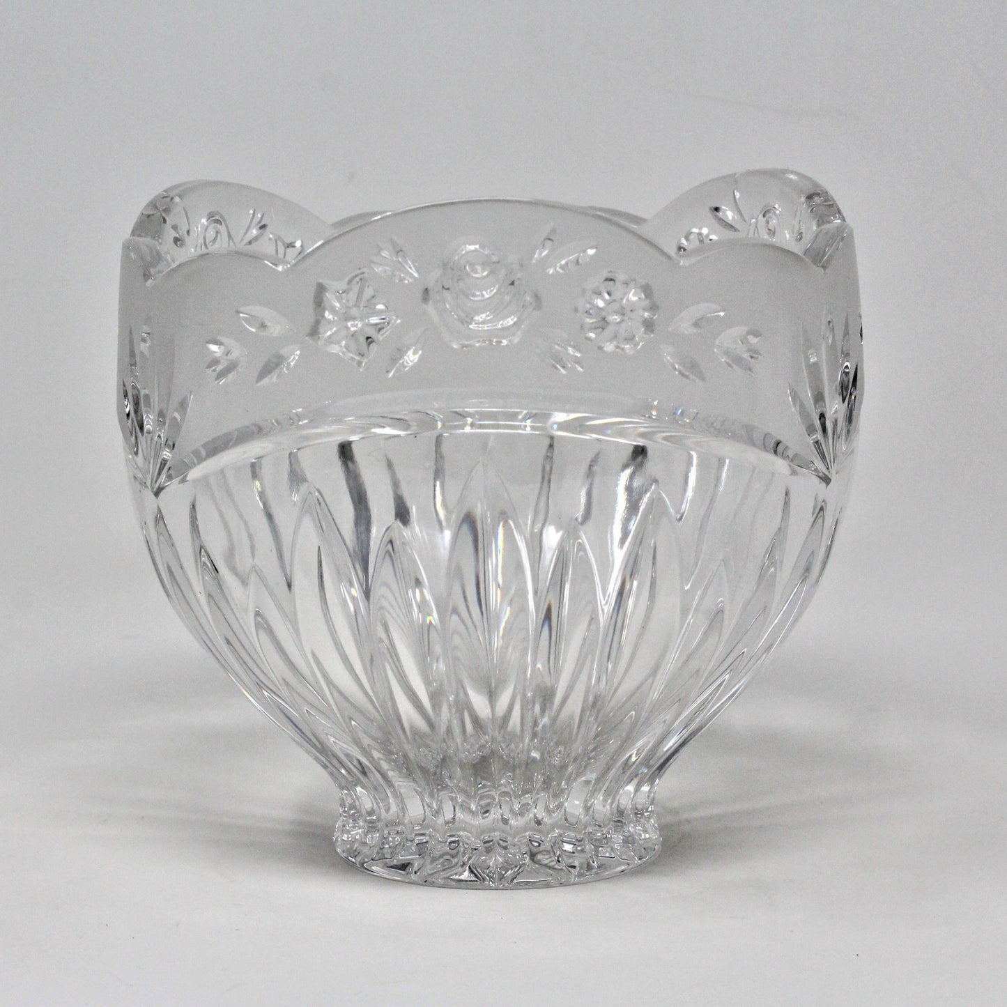 Vase, Oneida, Southern Garden Frosted, Crystal, Germany, 5", Vintage