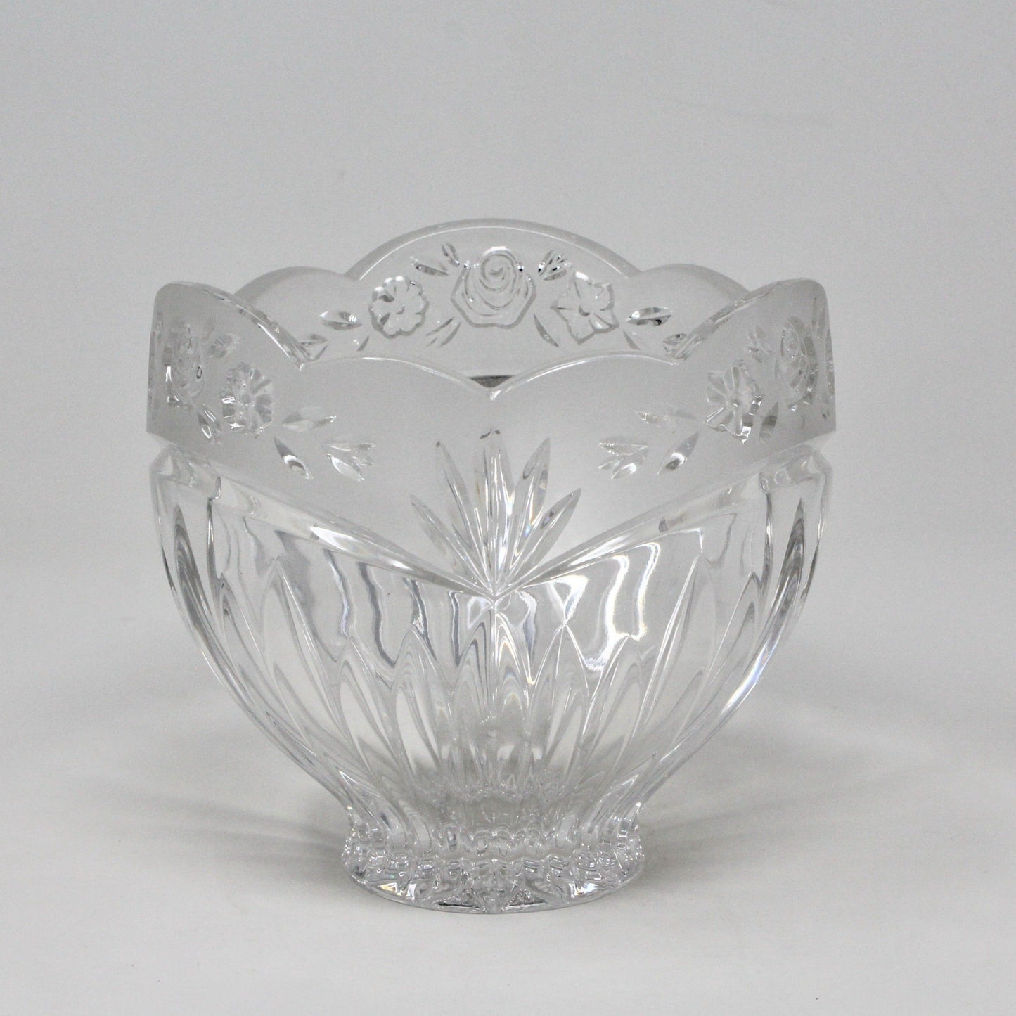 Vase, Oneida, Southern Garden Frosted, Crystal, Germany, 5", Vintage