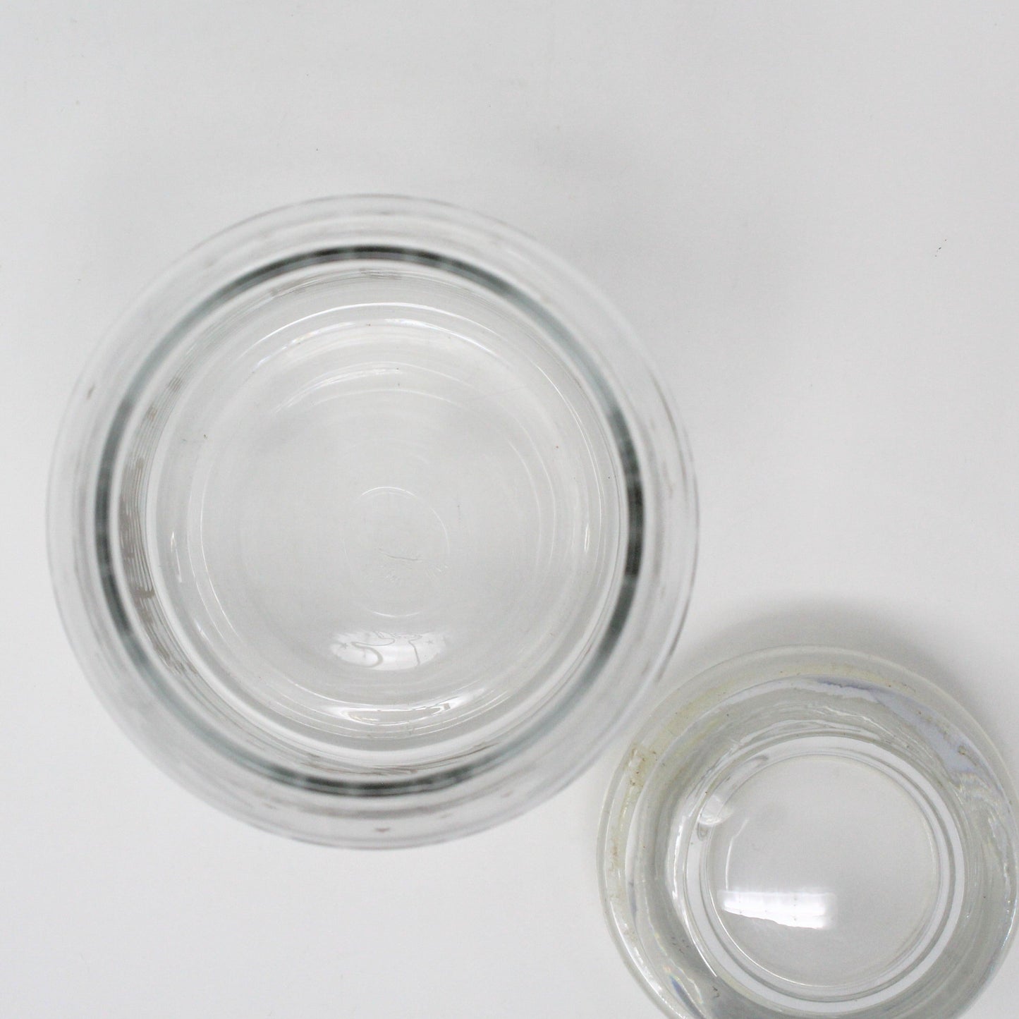 Canister, Anchor Hocking, Glass Apothecary Jar w/Lid, Herald Angels Gold & White, Vintage