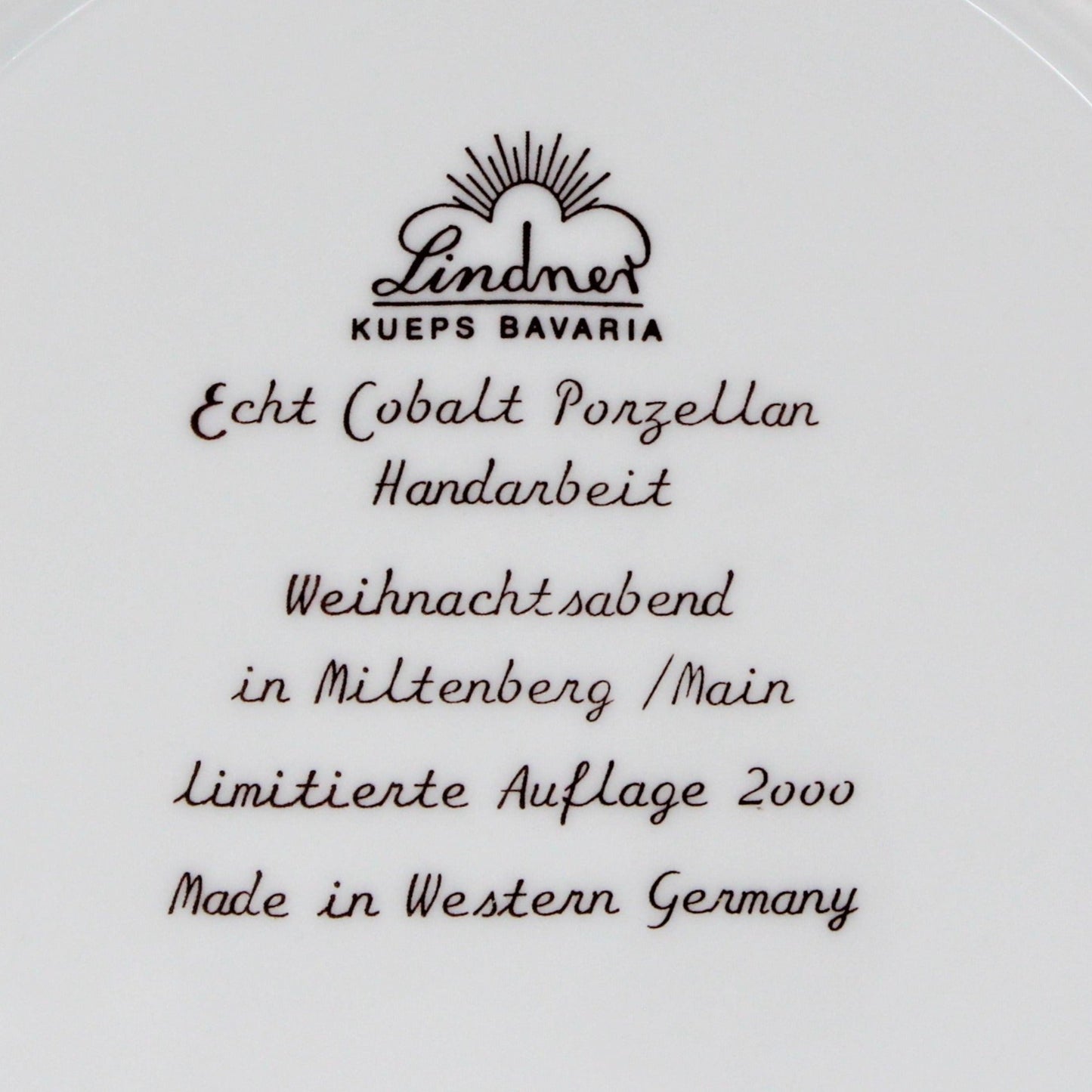 Decorative Plate, Lindner Kueps Bavaria, Christmas Weihnachten 1975