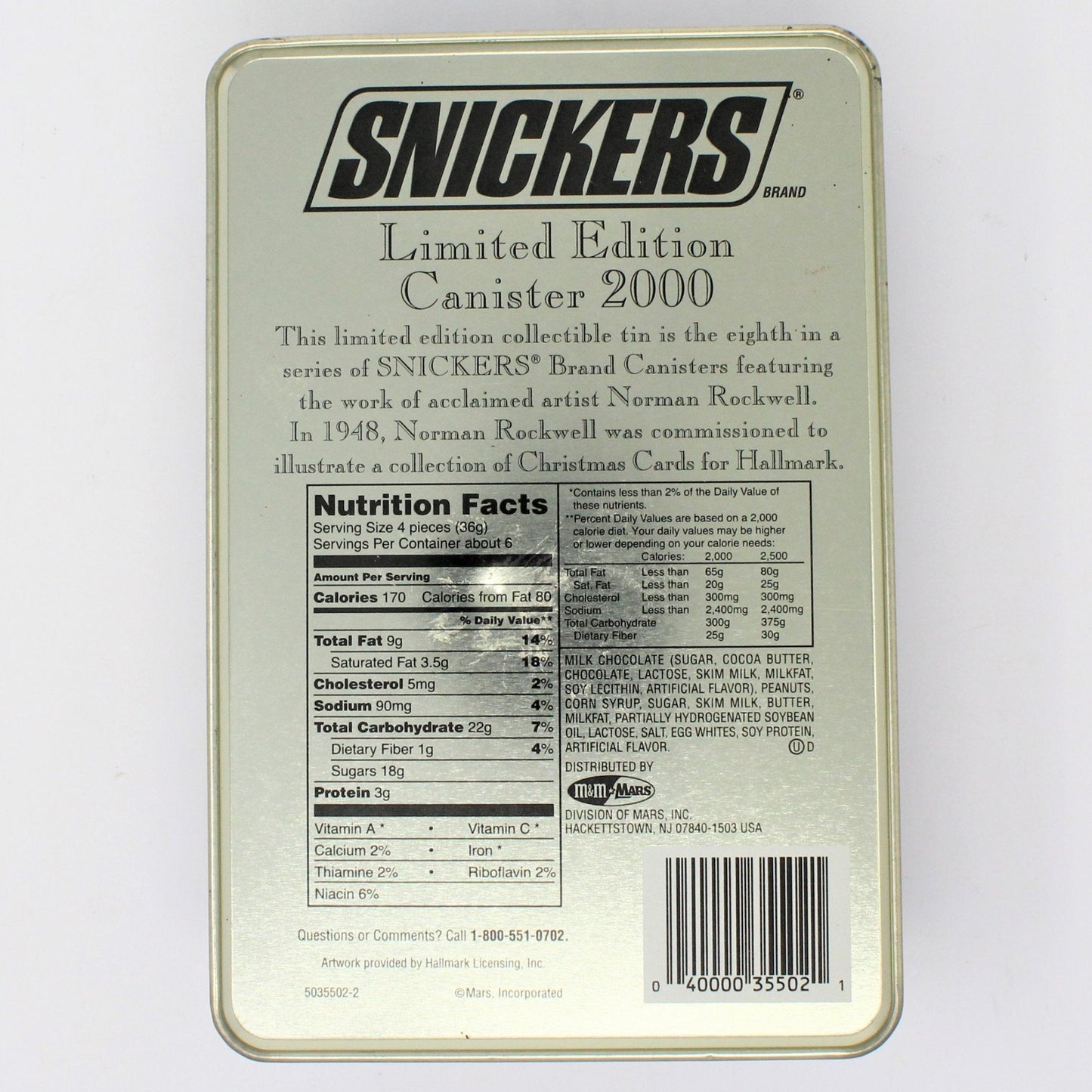 Tins, Gift Tin / Cookie Tin, Norman Rockwell, Christmas Morning, Snickers Advertising